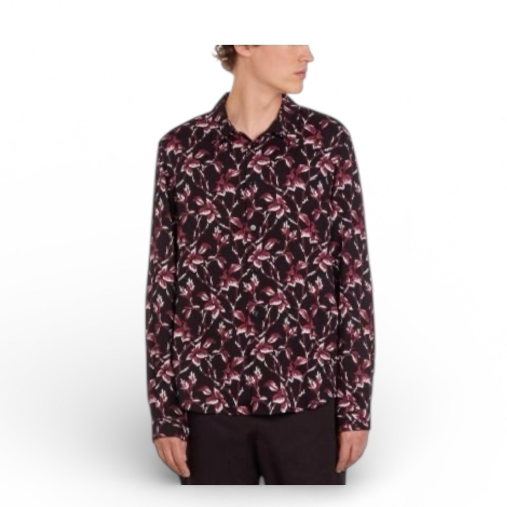 The Kooples Spicky Leaves Printed Straight Fit Button Down Shirt, Size XL NWT
